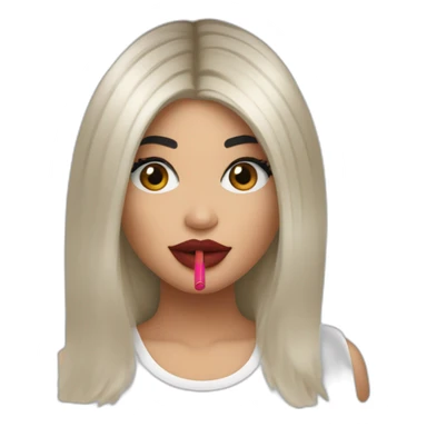 Kylie Jenner holding her small lipstick sticker