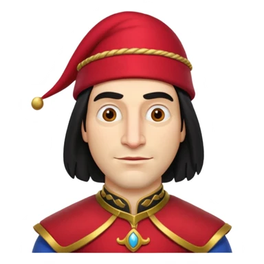 lord farquad avec un chapeau rouge et une bordure dorée pres du crane sticker