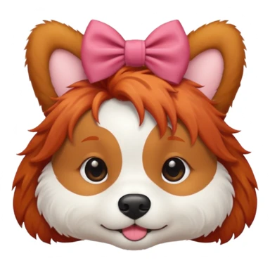red haired dog with a bow on hair sticker