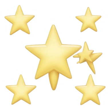 Three small, five-pointed stars grouped together. The stars have a slightly elongated shape, giving them a twinkling effect. They vary in size, with the largest star in the center and two smaller stars on either side.  sticker