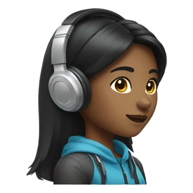 black hair girl with gaming headset sticker