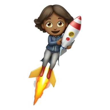 The girl is flying on a rocket with money sticker