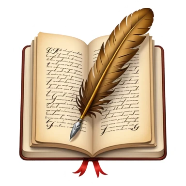 A giant quill writing in a book sticker