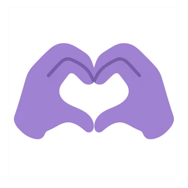 A dull purple Heart Hands sticker