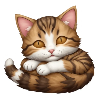 dark brown tabby and white kitten sleeping whilst in funny positions stretched out and  upside down sticker