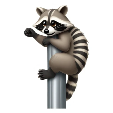 Raccoon sitting on its butt on a plastic pole sticker