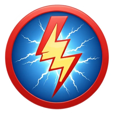 Red and blue lightening in a circle shape with effects like real lightening  sticker