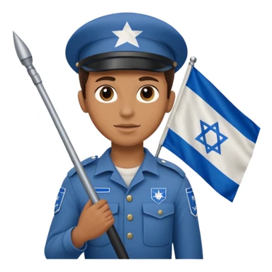 חייל ישראלי מחזיק דגל ישראל sticker