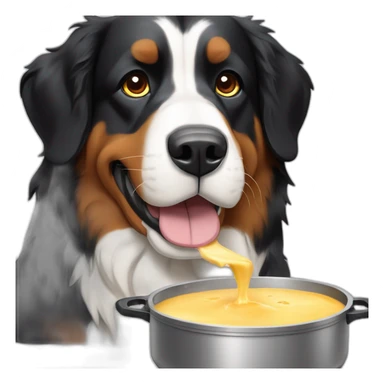 Bernese mountain dog cooking swiss cheese fondue sticker