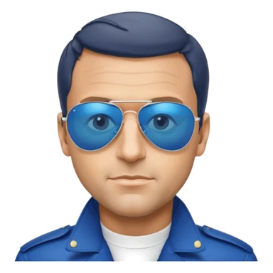 President Macron with mirrored blue aviator sunglasses sticker