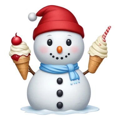 snowmen holding ice cream single snowmen with red winter cap sticker