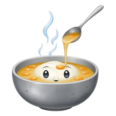 moon with droopy eyes being stirred like soup sticker