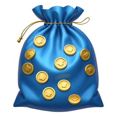 blue coins inside an opened bag  sticker