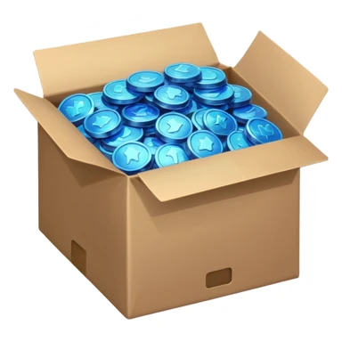 blue coins credit in a package sticker