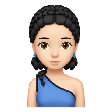 Girl with black braid  on one shoulder that is plain at the head sticker