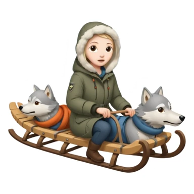 wolves pulling person on sled sticker