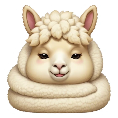 Meme-Worthy Cute Sleeping Cream Alpaca Portrait Emoji, Head resting peacefully with a contented smile, showcasing a delightfully robust build and a luxuriously soft cream fleece, eyes shut in a serene nap, Simplified yet hilariously adorable features, highly detailed, glowing with a soft, drowsy light, high shine, relaxed and utterly lovable, stylized with an air of playful laziness, bright and heartwarming, soft glowing outline, capturing the essence of a comically sleepy alpaca, so meme-worthy it feels like it could instantly become the next viral sensation of adorable slumber! sticker