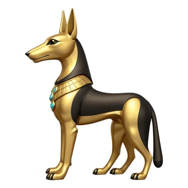 Ancient style statue casually adorned anubis canine formally posed setting down  sticker