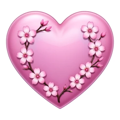 heart with sakura and holographic finish sticker