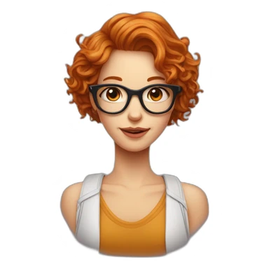 Fille aux cheveux roux frisés avec des lunettes et un pendentif crucifix sticker