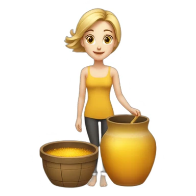 Beauty-caucasian-full-body-Girl and the pot of honey sticker