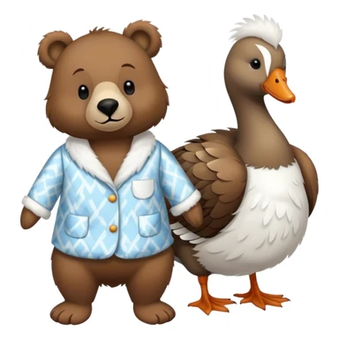 Bear with pyjamas, next to goose with pyjamas  sticker