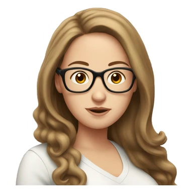 Pregnant White woman with long brown hair and glasses sticker