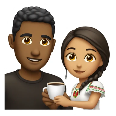 dominican man and mexican girl drinking coffee sticker