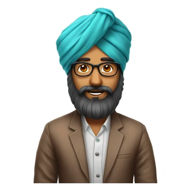 indian guy with a turban with a big beard and really big glasses with a high prescripti sticker