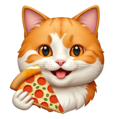 happy cat eating pizza sticker