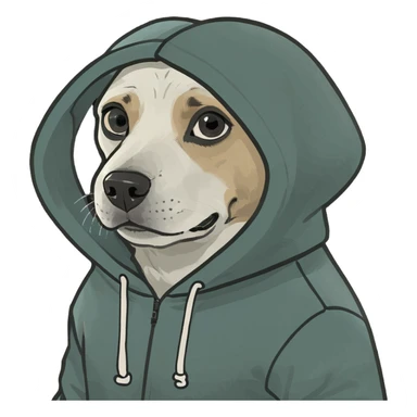 Dog wearing a hoodie sticker