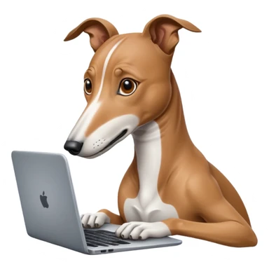 Greyhound with a laptop sticker