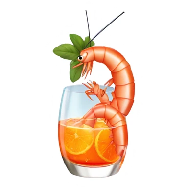 A shrimp drinking an aperol spritz sticker