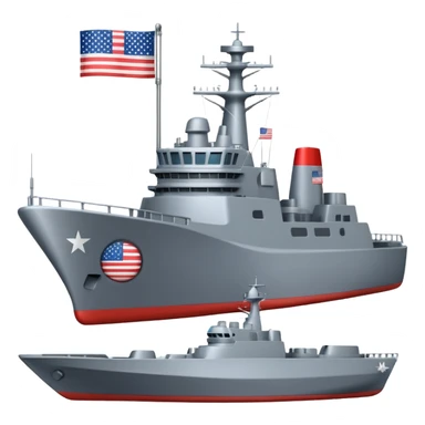 Very realistic American modern warship with little flag sticker