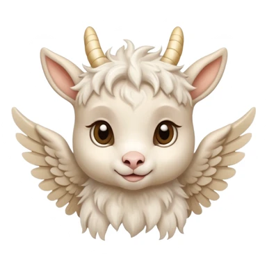 beige cute baby goat face with angel wings  sticker