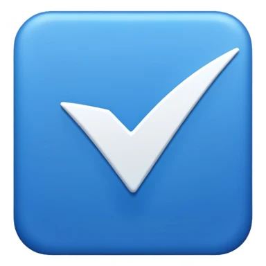 Make Make a symbol with a tilted blue colored square with a tick mark inside it in the middle. Make the edge of the square sharp. Make it normal tilt square and normal tick in the middle sticker