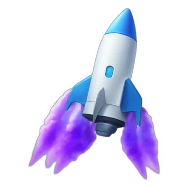 A blue and purple rocket sticker