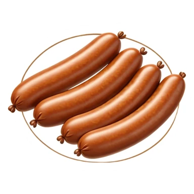 Three linked sausages.
Apple emoji style sticker