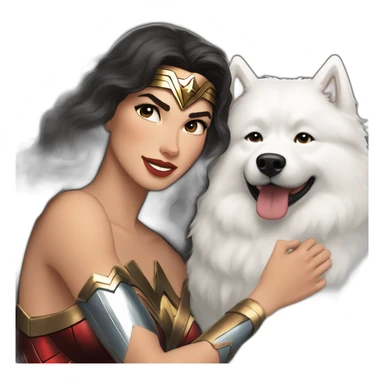 Wonder Woman with a Samoyed sticker