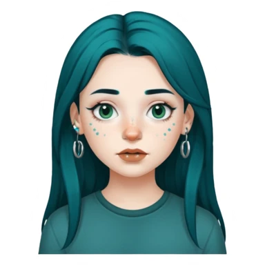 Can you make a girl with dark teal hair and a septum piercing sticker