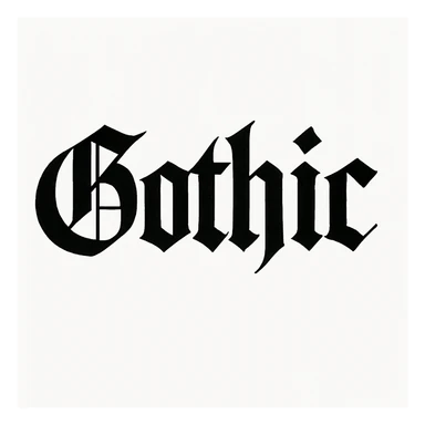 the word 'Gothic' in bold, heavy blackletter gothic calligraphy, only text, no decoration sticker
