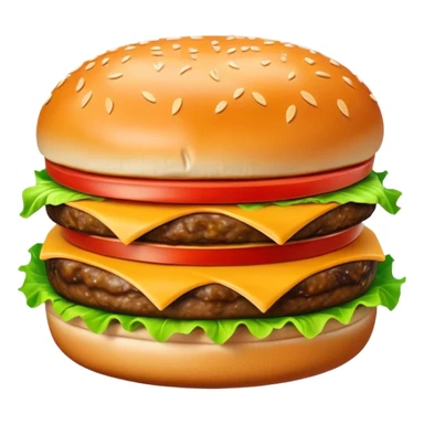 Cinematic Realistic Cheeseburger Dish Emoji, showcasing a juicy burger layered with cheese, lettuce, and tomato on a toasted bun rendered with lifelike detail and vibrant, inviting lighting. sticker