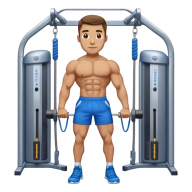standing fit man with blue shorts cable-machine exercise sticker