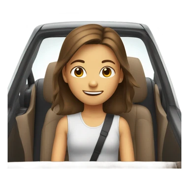 smiling girl with brown hair in a honda car sticker