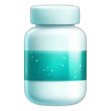 white pill bottle with teal medicine capsule, sparkles and texture sticker