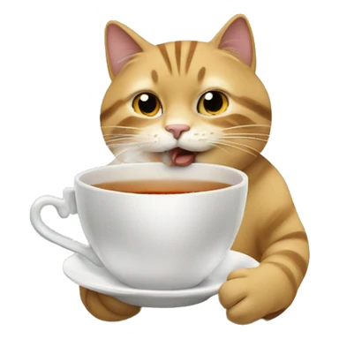 Cat trinking a cup of tea sticker