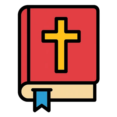 bible with a bookmark, color outlined icon sticker