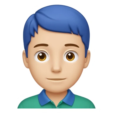gender neutral face, chest up, blue-green polo shirt, minimal emoji style, friendly expression sticker