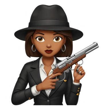 A sexy black female gangster with a gun sticker