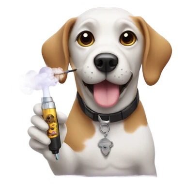 A dog with a vape sticker